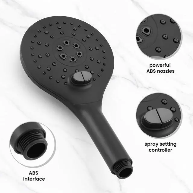 Alt view image 2 of 5 - KPW Shower Head Detachable Handheld 3 Spray Modes High Pressure Showers | Matte Black