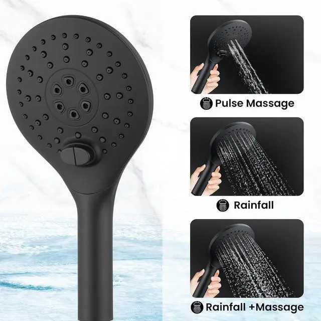Alt view image 4 of 5 - KPW Shower Head Detachable Handheld 3 Spray Modes High Pressure Showers | Matte Black