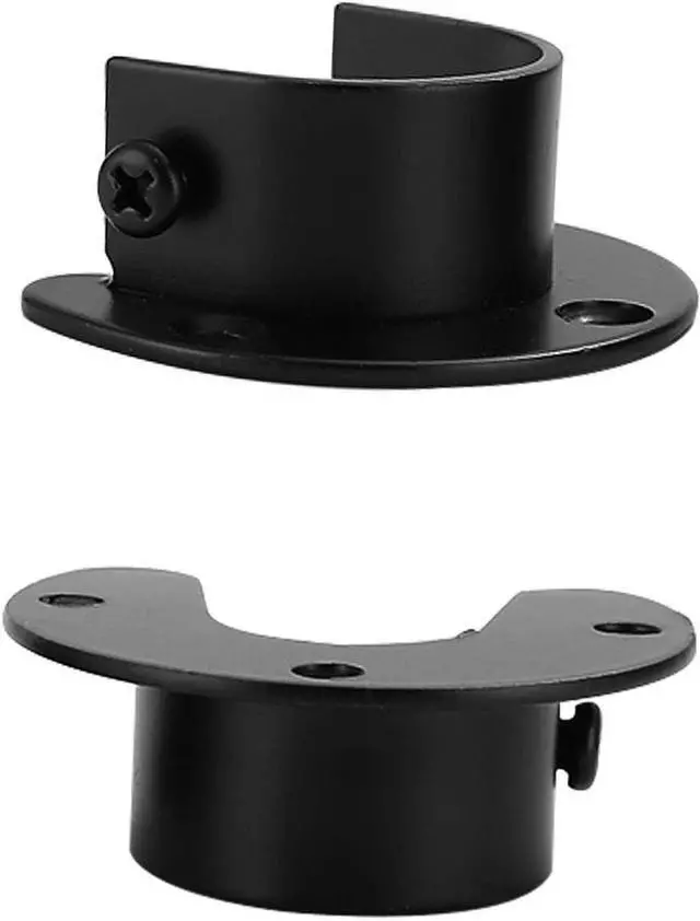 Alt view image 3 of 5 - Stainless Steel Closet Rod Bracket 4pcs Heavy Duty Flange Rod Holder 1" & 1-1/4" Diameter Curtain Rod End Supports U-Shaped Wardrobe Rod Bracket Black White with Screws
