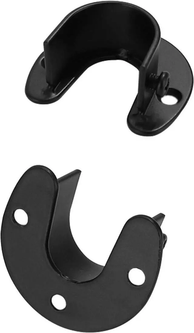 Alt view image 4 of 5 - Stainless Steel Closet Rod Bracket 4pcs Heavy Duty Flange Rod Holder 1" & 1-1/4" Diameter Curtain Rod End Supports U-Shaped Wardrobe Rod Bracket Black White with Screws