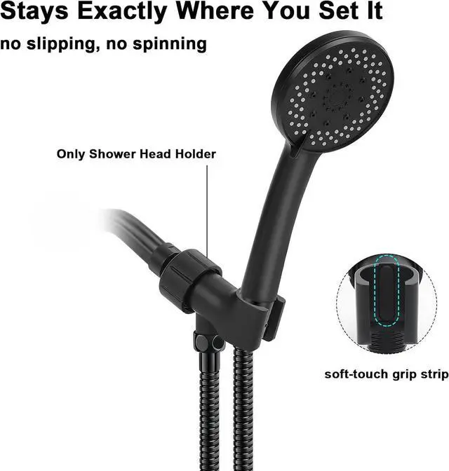 Alt view image 6 of 6 - NearMoon Adjustable Shower Arm Mount- with Universal Wall Hook Bracket and Brass Pivot Ball, Shower Head Holder for Hand Held Showerheads (Matte Black)