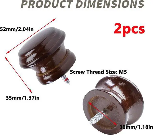 Alt view image 2 of 7 - Antrader Curtain Rod Finial Replacement for Living Room,Bedroom,2Pcs | Screw on Curtain Rod End Caps for 1" Curtain Rods,M5 Screw