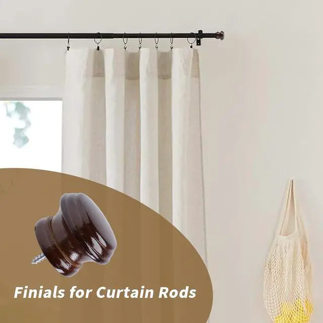 Alt view image 3 of 7 - Antrader Curtain Rod Finial Replacement for Living Room,Bedroom,2Pcs | Screw on Curtain Rod End Caps for 1" Curtain Rods,M5 Screw