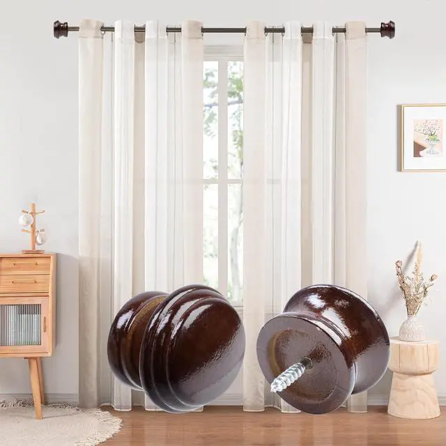 Alt view image 6 of 7 - Antrader Curtain Rod Finial Replacement for Living Room,Bedroom,2Pcs | Screw on Curtain Rod End Caps for 1" Curtain Rods,M5 Screw
