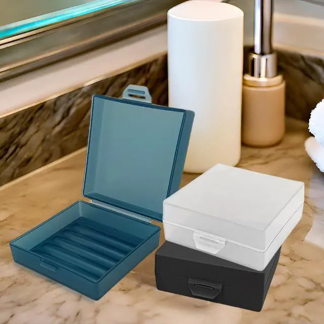 Alt view image 3 of 6 - Soap Container, Shower Square Bar Holder Fit Handmade Soap, Travel Soap Case (Matt Black)