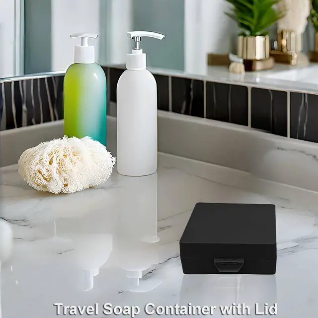 Alt view image 2 of 6 - Soap Container, Shower Square Bar Holder Fit Handmade Soap, Travel Soap Case (Matt Black)