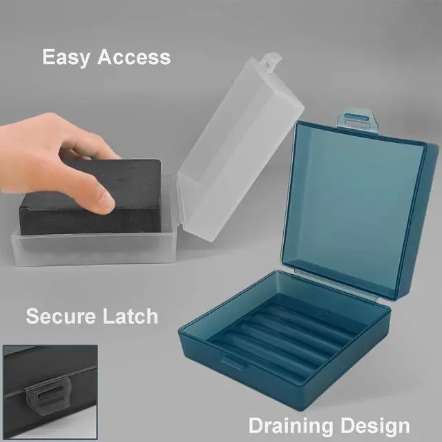 Alt view image 4 of 6 - Soap Container, Shower Square Bar Holder Fit Handmade Soap, Travel Soap Case (Matt Black)