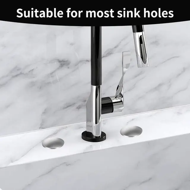 Alt view image 7 of 7 - 2Inch Kitchen Sink Hole Covers, Sealed Decoration Hole Cover (Silver) | Faucet Hole Cover Stainless Steel Wash Basin Kitchen Sink Tap Hole Plate Stopper