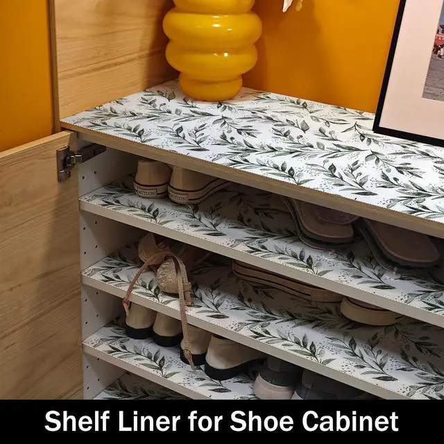 Alt view image 7 of 7 - Shelf Liners Non Adhesive and Strong Non-Slip | Shelf and Drawer Liners for Kitchen Cabinet Wire Fridge, Waterproof Shelf Drawer Liner,Easy to Clean,12IN x 10FT,Green Leaf