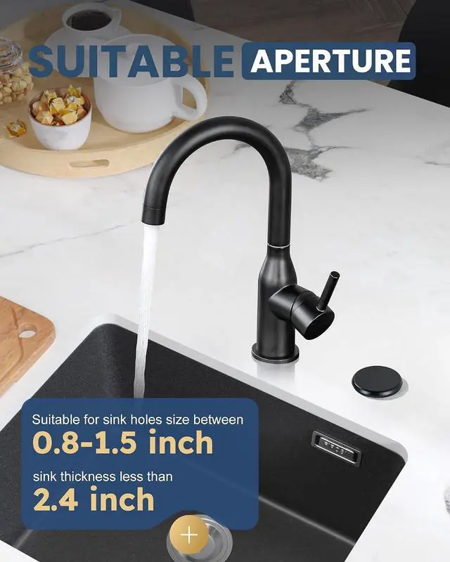 Alt view image 3 of 7 - ARCORA Sink Hole Cover, for Ktichen Faucet and Soap Dispenser | Durable Plastic, Rustproof, Leakproof, Easy Install, Fits Most Sinks & Thick Countertops, Matte Black