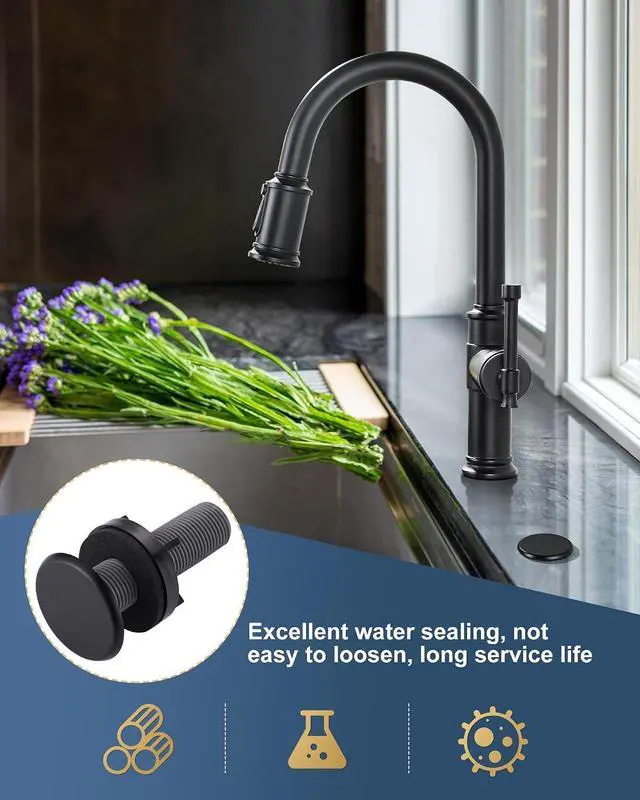 Alt view image 7 of 7 - ARCORA Sink Hole Cover, for Ktichen Faucet and Soap Dispenser | Durable Plastic, Rustproof, Leakproof, Easy Install, Fits Most Sinks & Thick Countertops, Matte Black