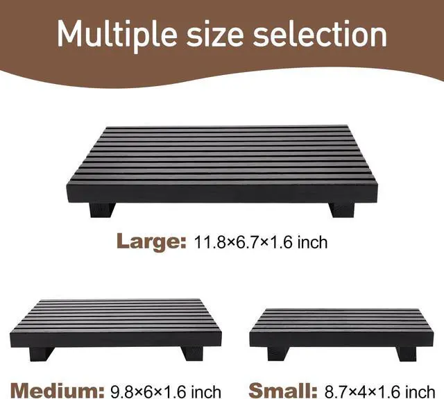 Alt view image 4 of 7 - Black Bathroom Tray for Sink Decor Kitchen Counter Wood Pedestal Soap Dish | Small Sponge Holder Soap Dispenser Wooden Risers Restroom Decor Kitchen Accessories Countertop Mens Spa Vanity Toilet Tray