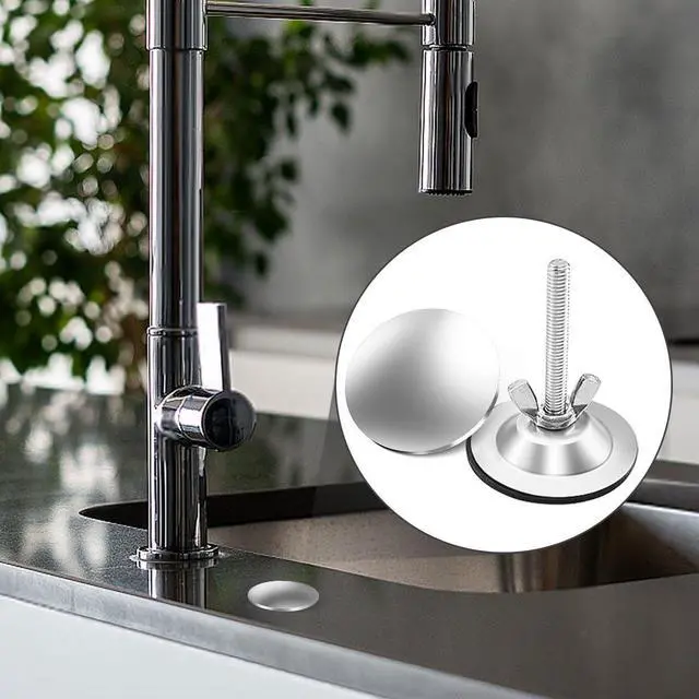 Alt view image 2 of 7 - 2Inch Kitchen Sink Hole Covers, Sealed Decoration Hole Cover (Silver) | Faucet Hole Cover Stainless Steel Wash Basin Kitchen Sink Tap Hole Plate Stopper