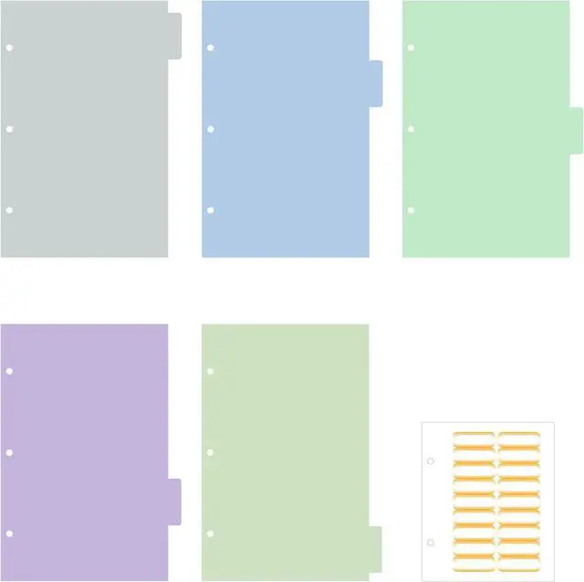 Main image of Ospelelf Mini Binder Dividers with TabsDurable Paper Dividers for 3 Ring Mini Small Binder5 Tab(5.5" * 8.5")