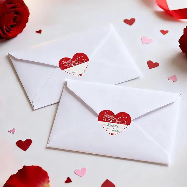 Alt view image 5 of 7 - Alynta Happy Valentine's Day Stickers - Valentines Gift Tag Stickers | 2 Inch 60Pcs Heart Design Sticker Valentines to from Labels for Envelope Seals Cards Valentine's Day Decorations