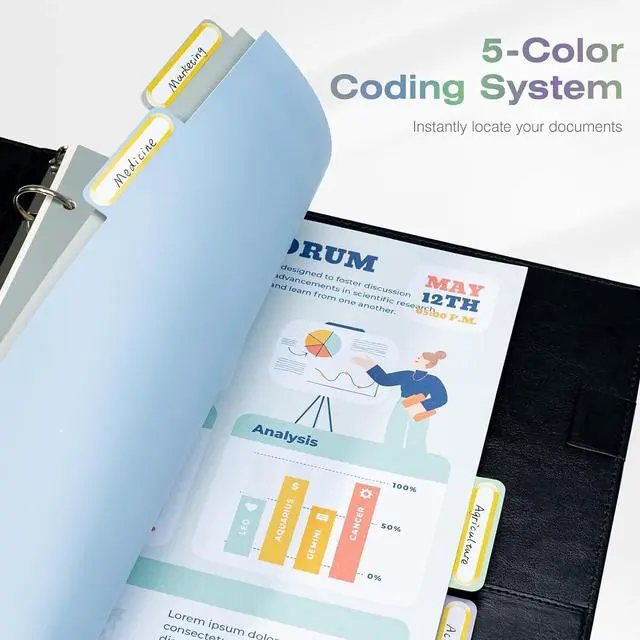 Alt view image 3 of 7 - Ospelelf Mini Binder Dividers with TabsDurable Paper Dividers for 3 Ring Mini Small Binder5 Tab(5.5" * 8.5")