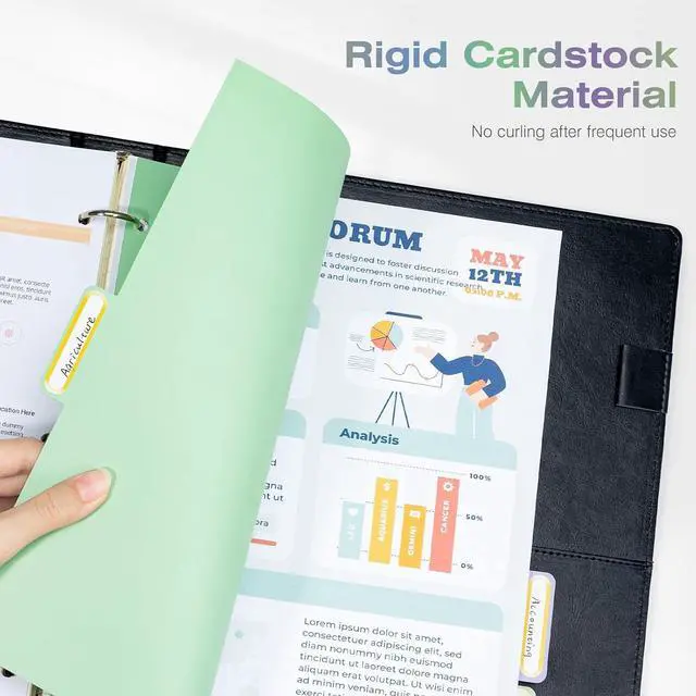 Alt view image 5 of 7 - Ospelelf Mini Binder Dividers with TabsDurable Paper Dividers for 3 Ring Mini Small Binder5 Tab(5.5" * 8.5")