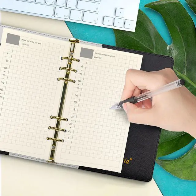 Alt view image 2 of 7 - Spiral Notebook Refill,Daily Planner Refill,6 Hole,for Filofax, Personal Size 3.74 x 6.77'', Diary Design with Time Table and Summary, 45 Sheets per Pack, Harphia(A6,Daily)