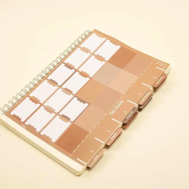 Alt view image 4 of 7 - Lumintutu Laminated Planner Monthly Stickers,40 Adhesive Plan Tabs for Notebooks (2 Sets 12 Month Tabs and 16 Blank Tabs), Calendar Monthly Divider Set (Cappuccino)
