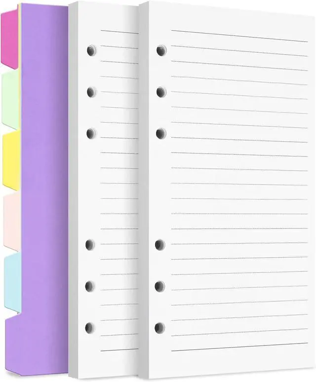 Main image of A6 Refill Paper, 6 Hole Planner Inserts with Binder Dividers, 240 Pages | A6 Binder Inserts for Notebook Journal, College Ruled Loose Leaf Paper for 6 Ring Binder