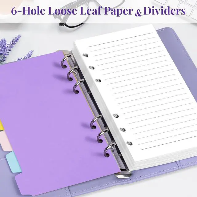 Alt view image 5 of 6 - A6 Refill Paper, 6 Hole Planner Inserts with Binder Dividers, 240 Pages | A6 Binder Inserts for Notebook Journal, College Ruled Loose Leaf Paper for 6 Ring Binder