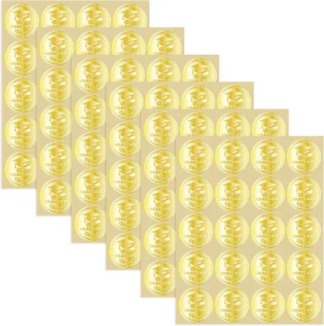 Main image of 120pcs Graduation Stickers, Self-Adhesive Graduate Cap Stickers Gold Graduation Labels Envelope Seals for Grad Party Supplies Gift Decor