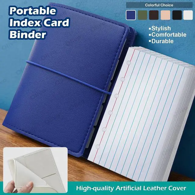 Alt view image 3 of 7 - Olivo 3x5 Lined Index Cards with Ring Binder Holder and Dividers, White | 100 Note Cards, 10 Tabs, 6 Holes Punched, Leather Booklet Organizer, 3 x 5 Inch