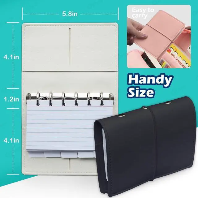 Alt view image 6 of 7 - Olivo 3x5 Lined Index Cards with Ring Binder Holder and Dividers, White | 100 Note Cards, 10 Tabs, 6 Holes Punched, Leather Booklet Organizer, 3 x 5 Inch