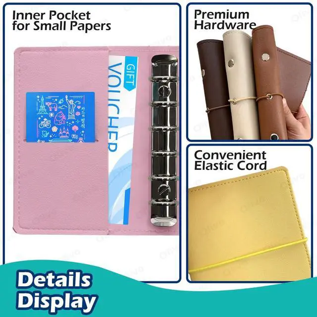 Alt view image 7 of 7 - Olivo 3x5 Lined Index Cards with Ring Binder Holder and Dividers, White | 100 Note Cards, 10 Tabs, 6 Holes Punched, Leather Booklet Organizer, 3 x 5 Inch