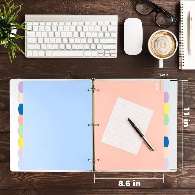 Alt view image 2 of 7 - 24Pcs/3 Set 3 Ring Binder Dividers with Tabs, 8 Color Tab, Plastic, Pastel | Divders for 3 Ring Binder, Page Folder Dividers, Sheet Protectors, Three Ring Binder Index Dividers, for Notebook