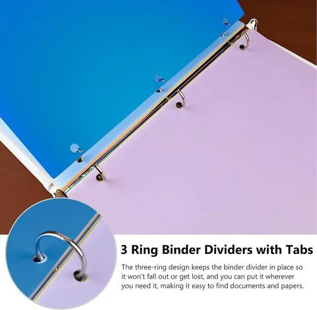 Alt view image 3 of 7 - 24Pcs/3 Set 3 Ring Binder Dividers with Tabs, 8 Color Tab, Plastic, Pastel | Divders for 3 Ring Binder, Page Folder Dividers, Sheet Protectors, Three Ring Binder Index Dividers, for Notebook