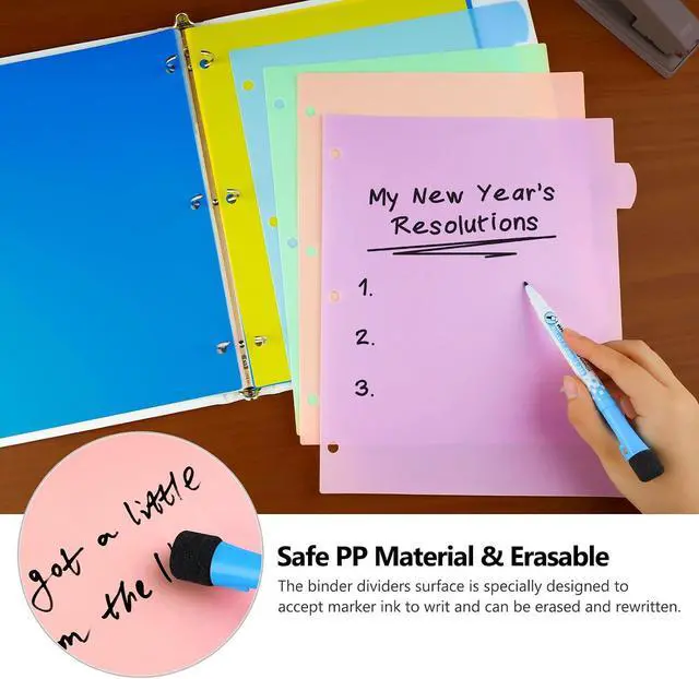 Alt view image 4 of 7 - 24Pcs/3 Set 3 Ring Binder Dividers with Tabs, 8 Color Tab, Plastic, Pastel | Divders for 3 Ring Binder, Page Folder Dividers, Sheet Protectors, Three Ring Binder Index Dividers, for Notebook