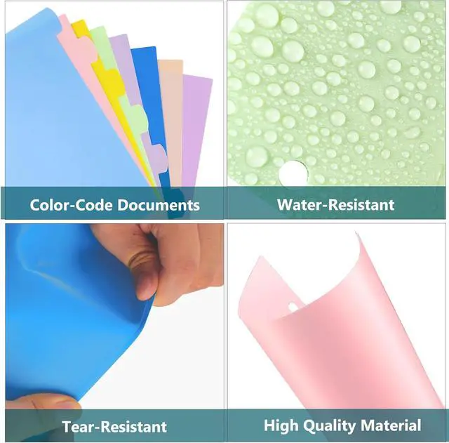 Alt view image 6 of 7 - 24Pcs/3 Set 3 Ring Binder Dividers with Tabs, 8 Color Tab, Plastic, Pastel | Divders for 3 Ring Binder, Page Folder Dividers, Sheet Protectors, Three Ring Binder Index Dividers, for Notebook