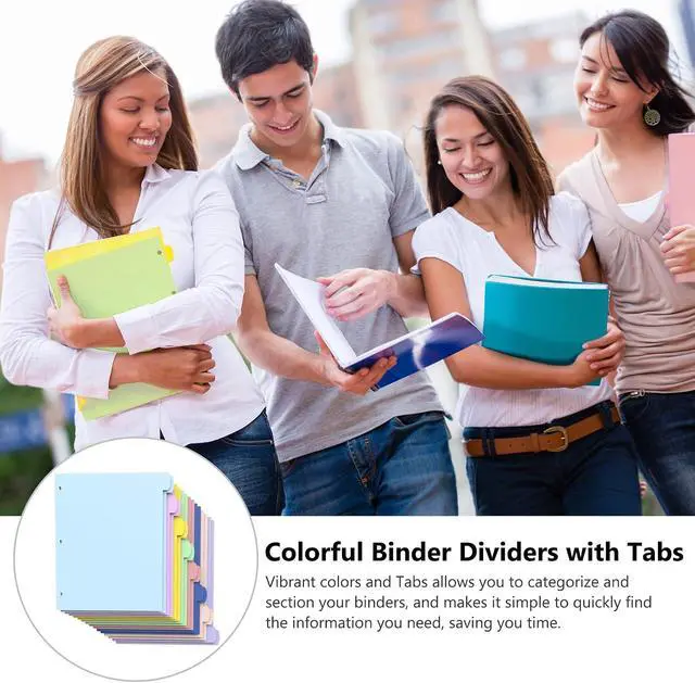 Alt view image 7 of 7 - 24Pcs/3 Set 3 Ring Binder Dividers with Tabs, 8 Color Tab, Plastic, Pastel | Divders for 3 Ring Binder, Page Folder Dividers, Sheet Protectors, Three Ring Binder Index Dividers, for Notebook