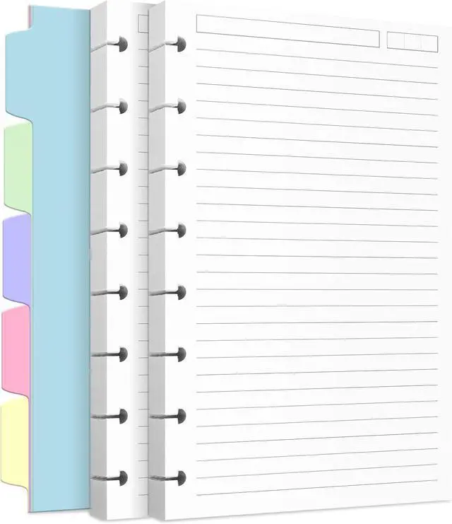 Main image of Discbound Refill Paper, Arc Notebook Refill paper, 240 Pages, Junior Size | Disc Paper Refill for Note-Taking System Discbound Planner Inserts with 5 Sheets Dividers,White Paper Refill, 5.6" x 8.3 "