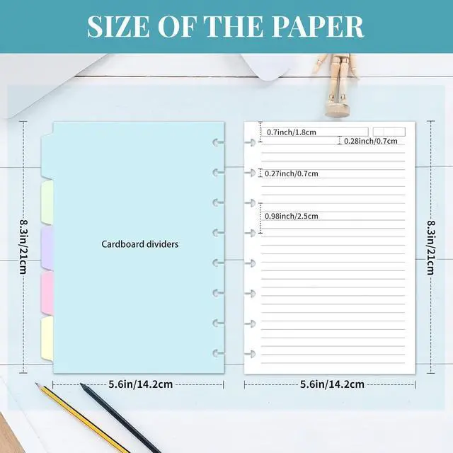 Alt view image 2 of 6 - Discbound Refill Paper, Arc Notebook Refill paper, 240 Pages, Junior Size | Disc Paper Refill for Note-Taking System Discbound Planner Inserts with 5 Sheets Dividers,White Paper Refill, 5.6" x 8.3 "
