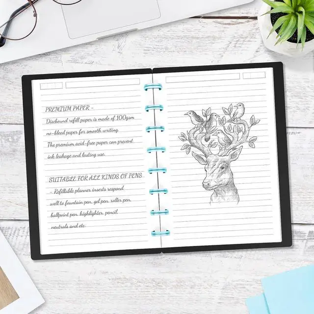 Alt view image 4 of 6 - Discbound Refill Paper, Arc Notebook Refill paper, 240 Pages, Junior Size | Disc Paper Refill for Note-Taking System Discbound Planner Inserts with 5 Sheets Dividers,White Paper Refill, 5.6" x 8.3 "