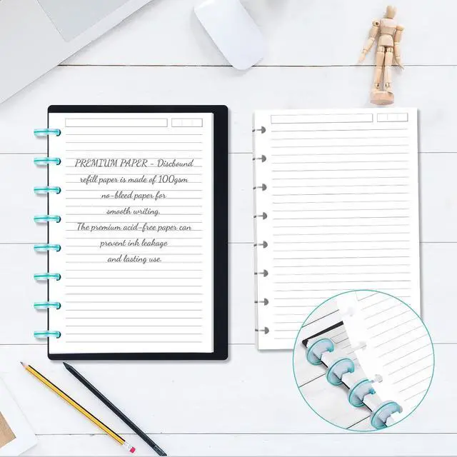 Alt view image 5 of 6 - Discbound Refill Paper, Arc Notebook Refill paper, 240 Pages, Junior Size | Disc Paper Refill for Note-Taking System Discbound Planner Inserts with 5 Sheets Dividers,White Paper Refill, 5.6" x 8.3 "