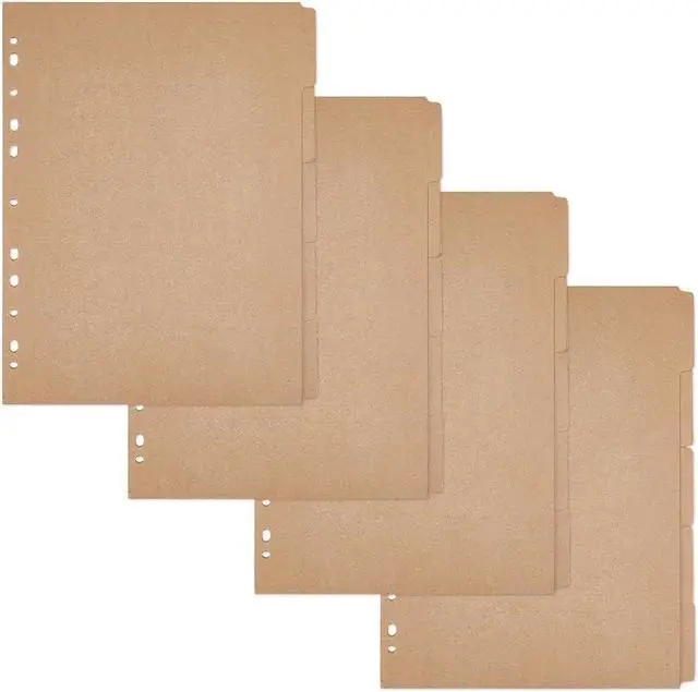 Main image of SUPERFINDINGS 20 Sheets 5-Tab Binder Dividers A4 Kraft Punched Blank Burlywood Paper Index Dividers 11-Hole Index Page Tab Ring Index Page Tab Card for Planner Notebook
