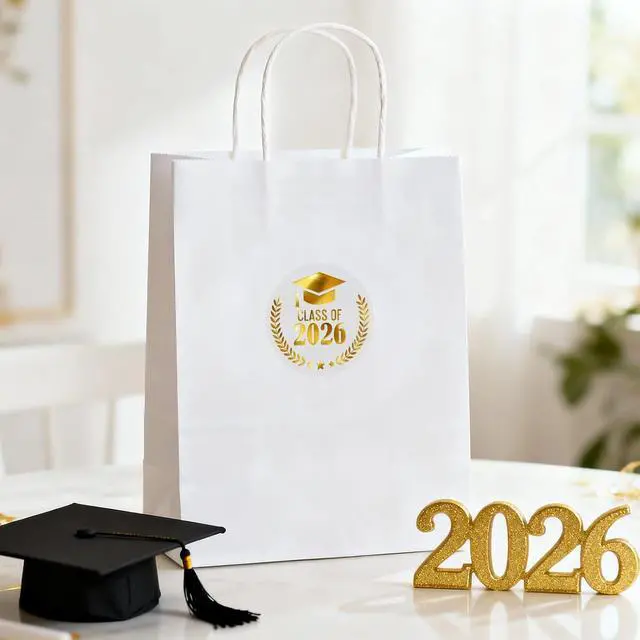 Alt view image 5 of 7 - Alynta Graduation Stickers Class of 2026 Stickers 120Pcs 1.6 Inch | Gold Foil Grad Cap Sticker Transparent Round Graduation Party Favors Sticker for Envelope Seals Cards Invitations (Gold)