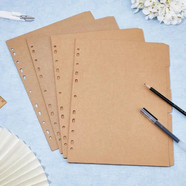 Alt view image 3 of 7 - SUPERFINDINGS 20 Sheets 5-Tab Binder Dividers A4 Kraft Punched Blank Burlywood Paper Index Dividers 11-Hole Index Page Tab Ring Index Page Tab Card for Planner Notebook