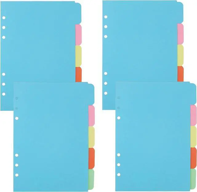 Main image of 4 Pack A5 Binder Dividers,Paper Index Divider,Horizontal Tabs Page | for 6-Holes Ring Binders Notebooks Travel Diary Journal Personal Planner (5-Color, A5)