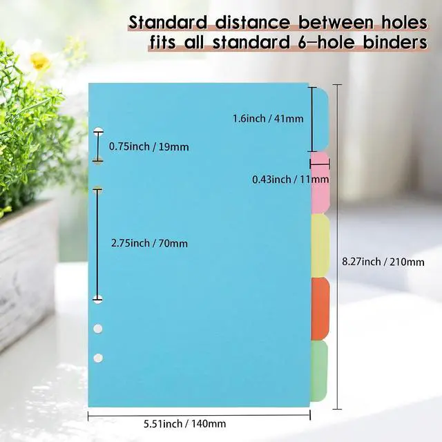 Alt view image 3 of 7 - 4 Pack A5 Binder Dividers,Paper Index Divider,Horizontal Tabs Page | for 6-Holes Ring Binders Notebooks Travel Diary Journal Personal Planner (5-Color, A5)