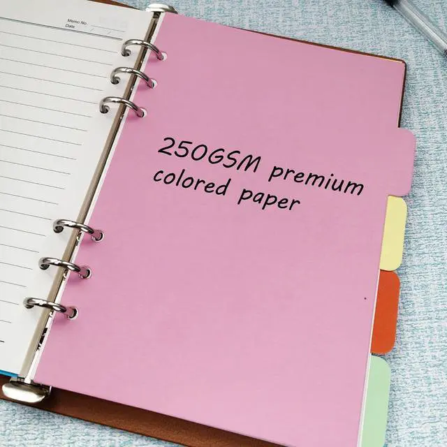 Alt view image 2 of 7 - 4 Pack A5 Binder Dividers,Paper Index Divider,Horizontal Tabs Page | for 6-Holes Ring Binders Notebooks Travel Diary Journal Personal Planner (5-Color, A5)