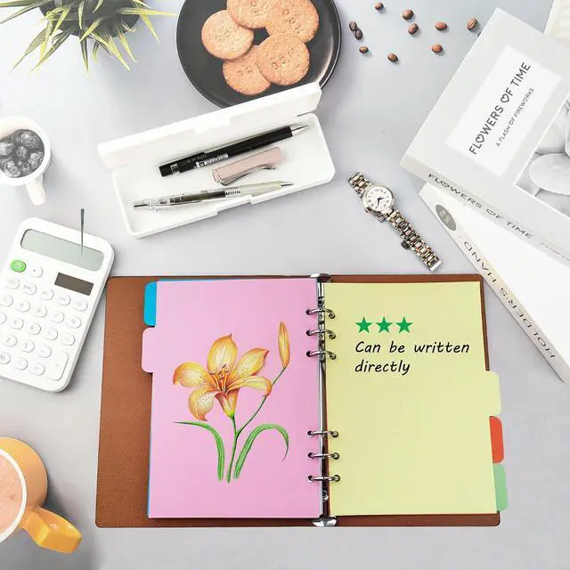 Alt view image 5 of 7 - 4 Pack A5 Binder Dividers,Paper Index Divider,Horizontal Tabs Page | for 6-Holes Ring Binders Notebooks Travel Diary Journal Personal Planner (5-Color, A5)
