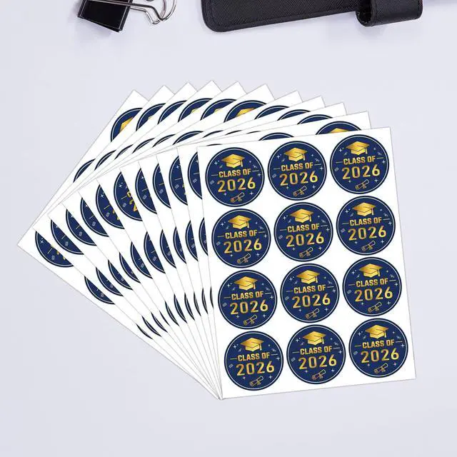 Alt view image 7 of 7 - 2026 Graduation Stickers, 120 Pcs Large 2 Inch Gold Foil Envelope Sticker Seals, Class of 2026 Decorations for Graduation Invitations and Party Favors (Blue)