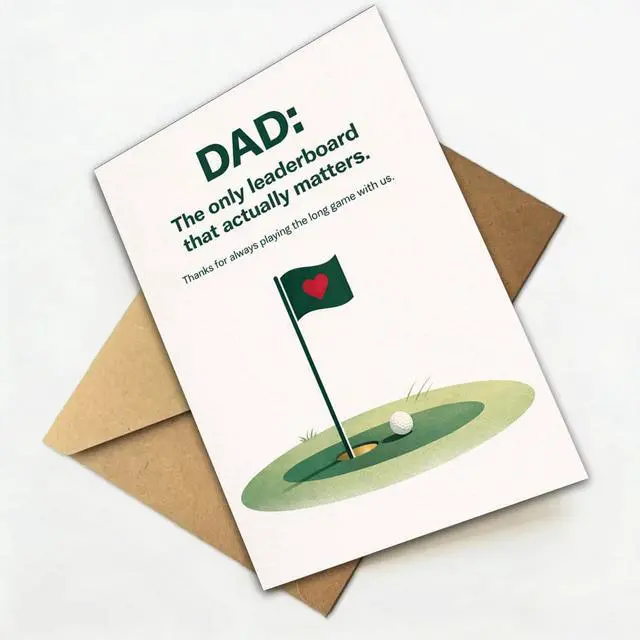 Alt view image 6 of 6 - Golf Fathers Day Card for Dad, Fathers Day Card Golf Gift for Him, Blank Inside, with Kraft Envelope and Gold Seal Sticker