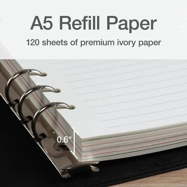 Alt view image 3 of 7 - Oxford A5 Refill Paper, 6 Ring Lined Paper with Pastel Binder Dividers, 5 Tabs, 120 Sheets, 6 x 8.25 Inches, Notebook, Bullet Journal and Planner Inserts (1016731)
