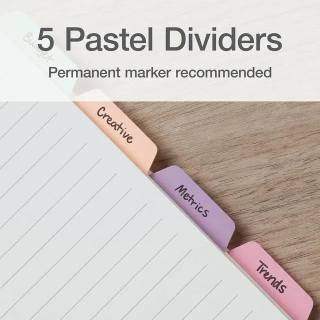 Alt view image 4 of 7 - Oxford A5 Refill Paper, 6 Ring Lined Paper with Pastel Binder Dividers, 5 Tabs, 120 Sheets, 6 x 8.25 Inches, Notebook, Bullet Journal and Planner Inserts (1016731)
