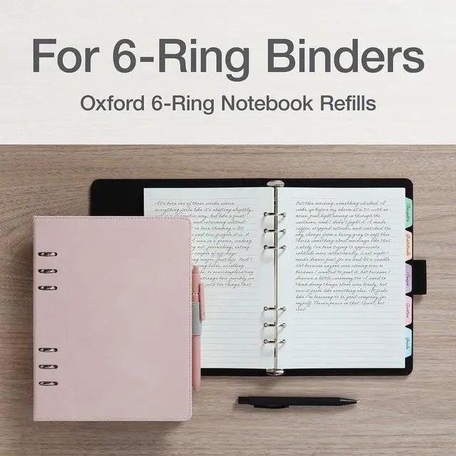 Alt view image 6 of 7 - Oxford A5 Refill Paper, 6 Ring Lined Paper with Pastel Binder Dividers, 5 Tabs, 120 Sheets, 6 x 8.25 Inches, Notebook, Bullet Journal and Planner Inserts (1016731)